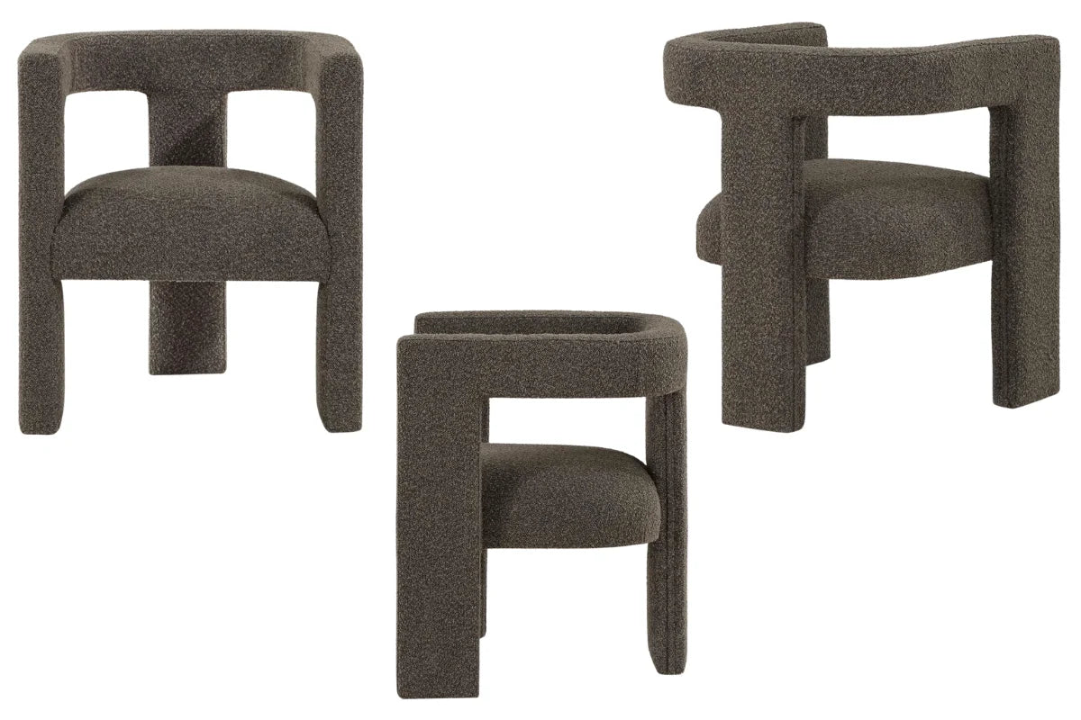 PETRA BOUCLE UPHOLSTERED ACCENT SIDE CHAIR CHOCOLATE BROWN