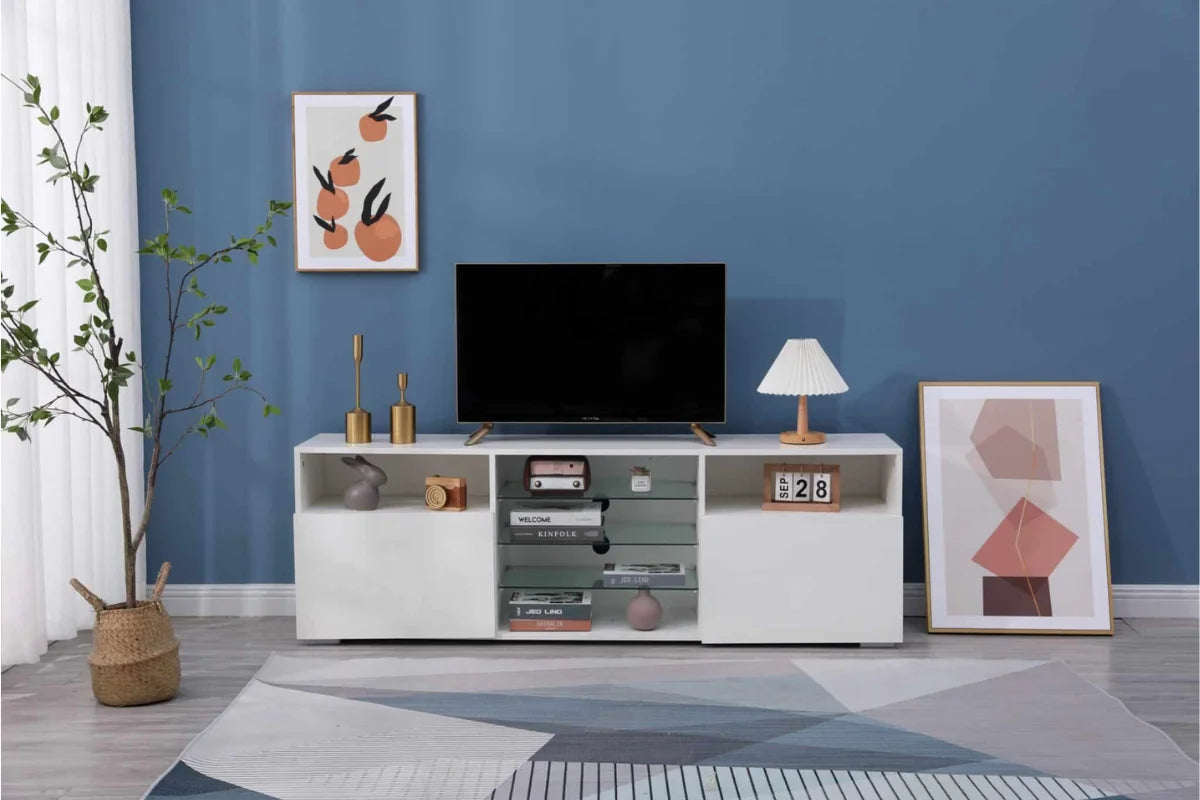 Village TV stand. 63-INCH White