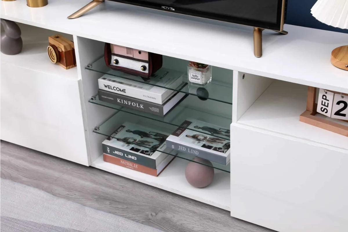 Village TV stand. 63-INCH White