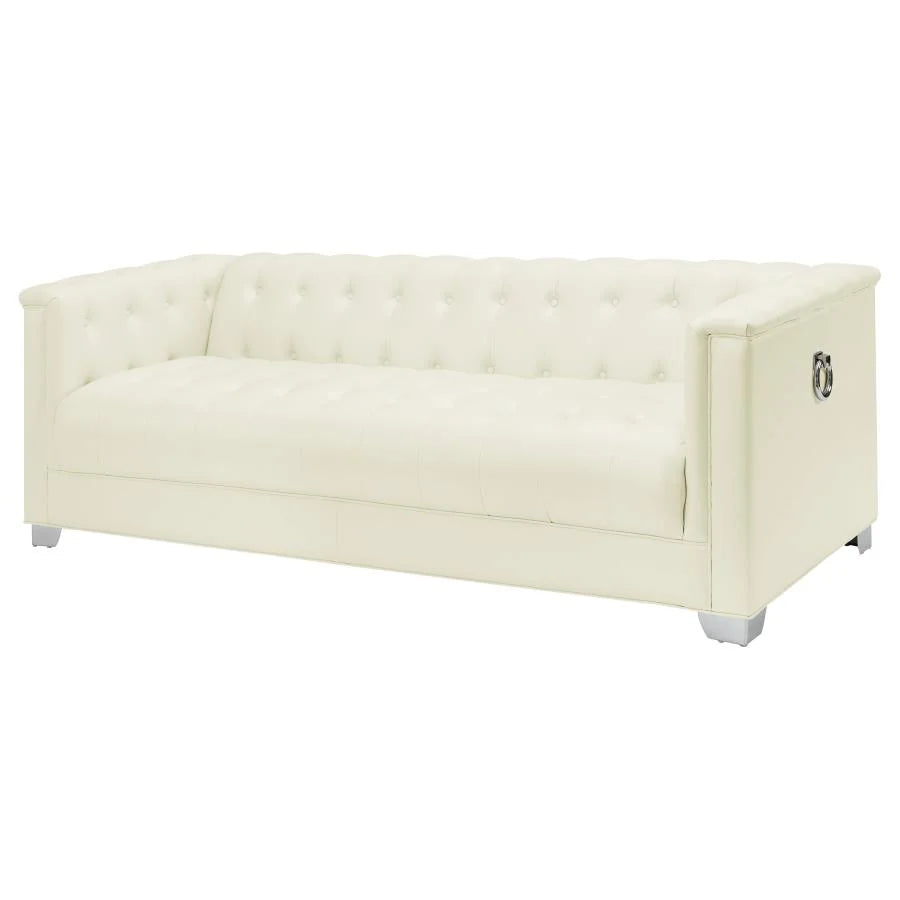 Chaviano 3-Piece Upholstered Track Arm Sofa Set Pearl White