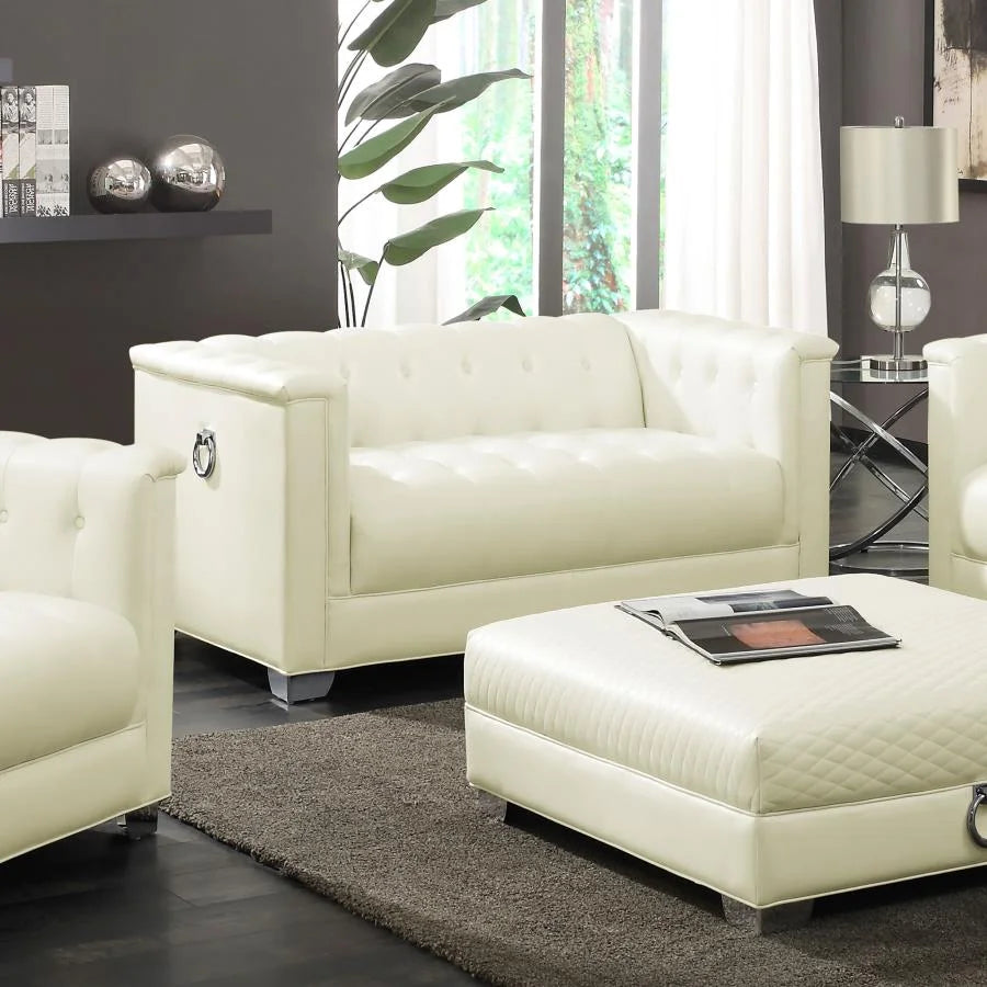 Chaviano 3-Piece Upholstered Track Arm Sofa Set Pearl White
