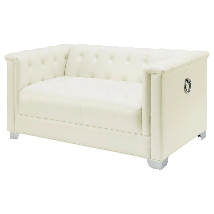 Chaviano 3-Piece Upholstered Track Arm Sofa Set Pearl White