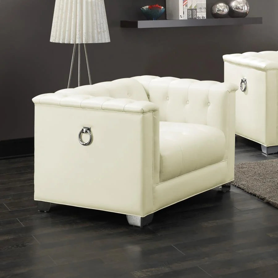 CHAVIANO UPHOLSTERED TRACK ARM ACCENT CHAIR PEARL WHITE