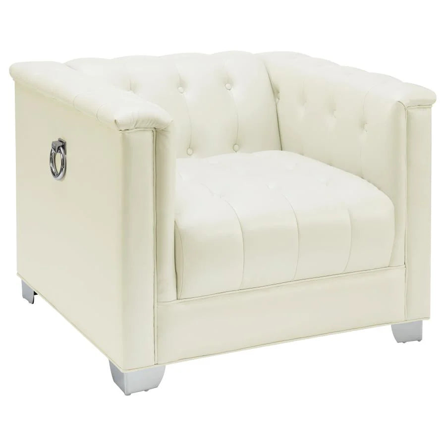 Chaviano 3-Piece Upholstered Track Arm Sofa Set Pearl White