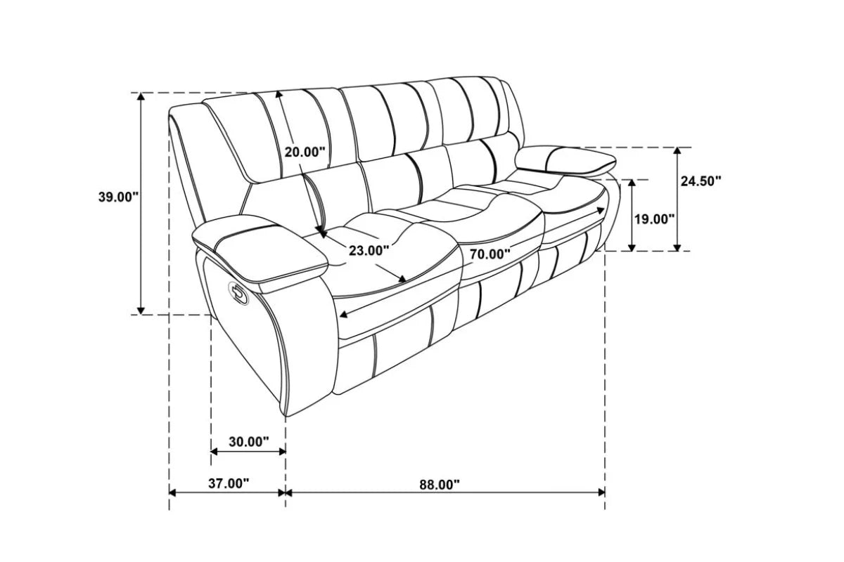CAMILA  UPHOLSTERED RECLINING SOFA SET RED
