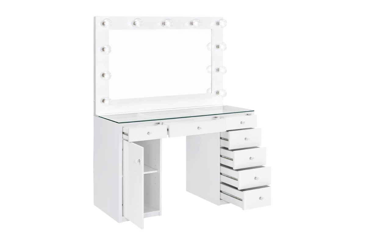 ACENA 7-DRAWER VANITY SET WITH LIGHTING HIGH GLOSS