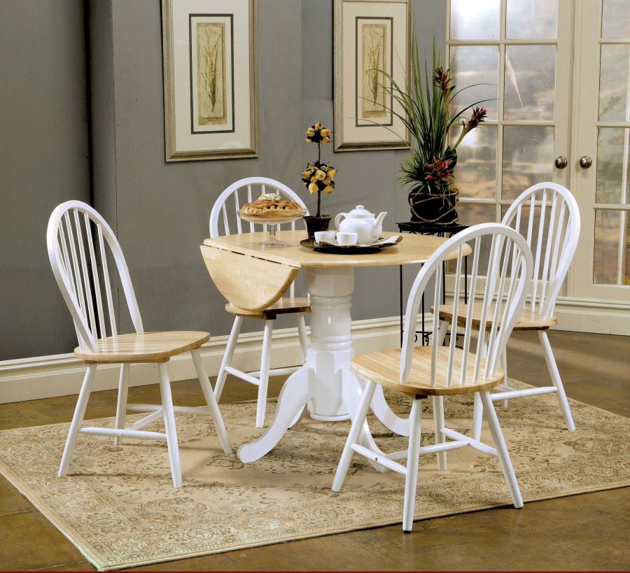 Allison 5-Piece Round Drop Leaf Dining Set White