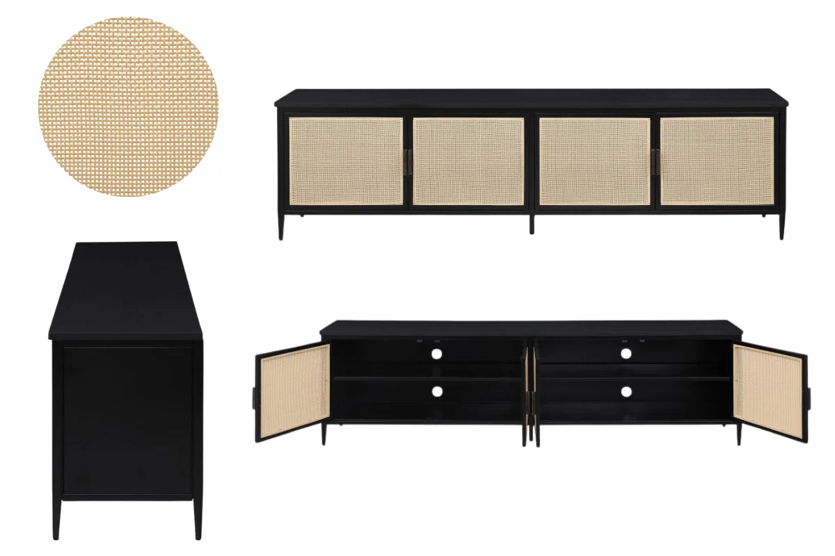 Amherst 4-door 78-inch metal tv stand media console black