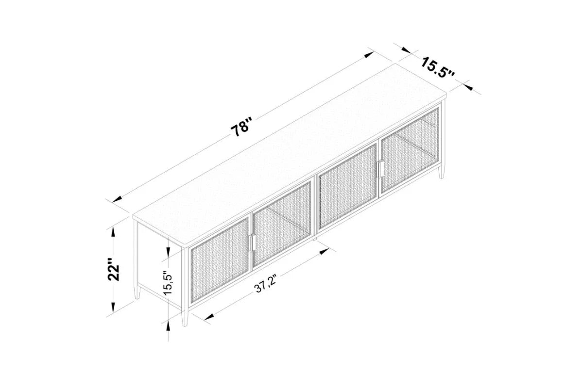 Amherst 4-door 78-inch metal tv stand media console black