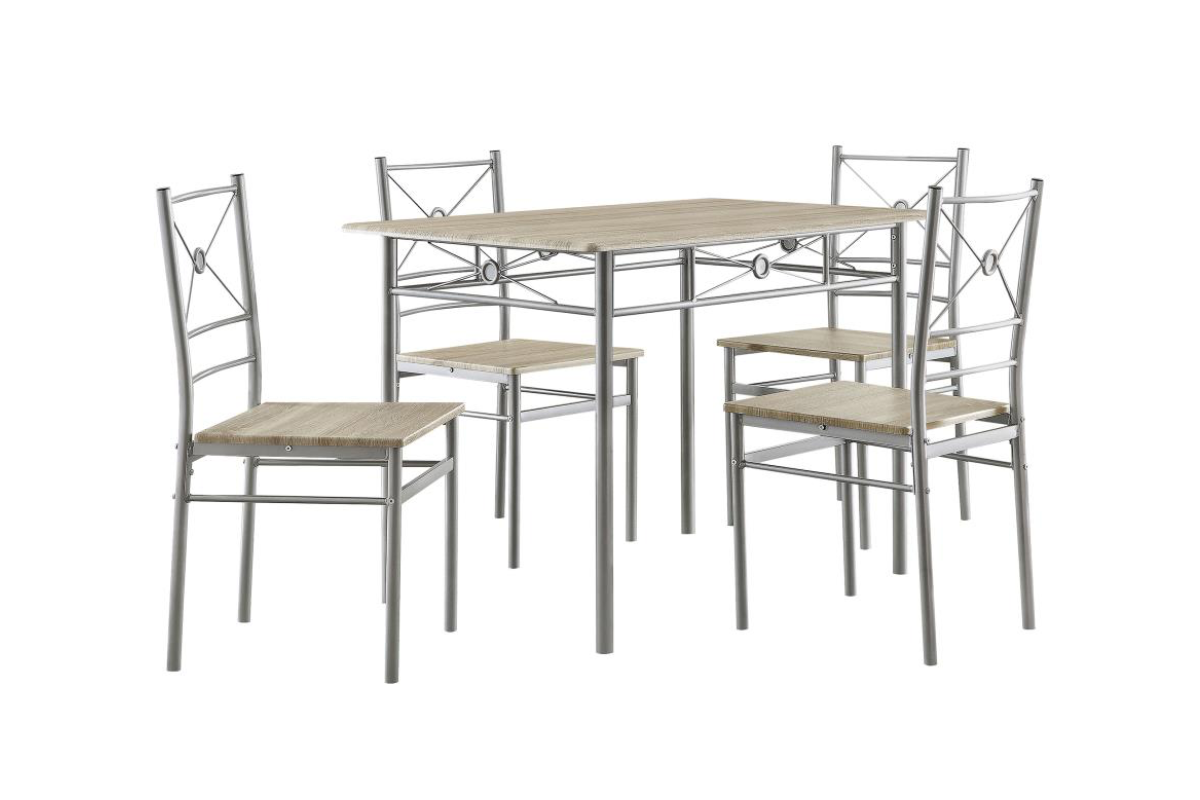 ANNA 5-PIECE RECTANGULAR DINING TABLE SET SILVER