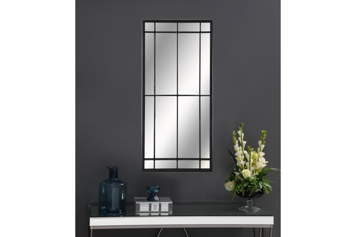 ANNETTA 24 X 52 INCH WINDOW PANE WALL MIRROR BLACK