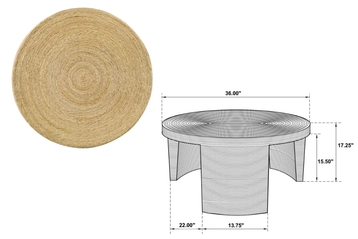 ARTINA WOVEN RATTAN ROUND COFFEE TABLE NATURAL BROWN