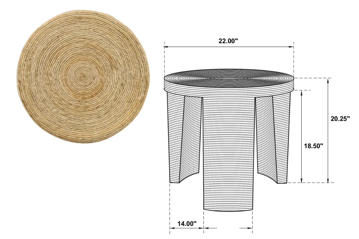 ARTINA WOVEN RATTAN ROUND SIDE END TABLE NATURAL BROWN