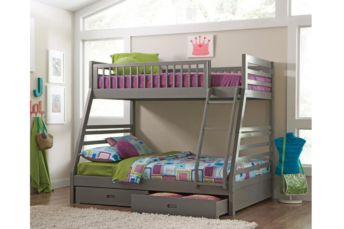ASHTON 2-DRAWER WOOD TWIN OVER FULL BUNK BED