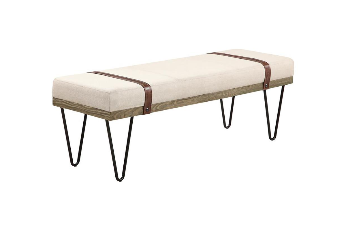 AUSTIN FABRIC UPHOLSTERED ACCENT BENCH BEIGE