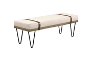 AUSTIN FABRIC UPHOLSTERED ACCENT BENCH BEIGE
