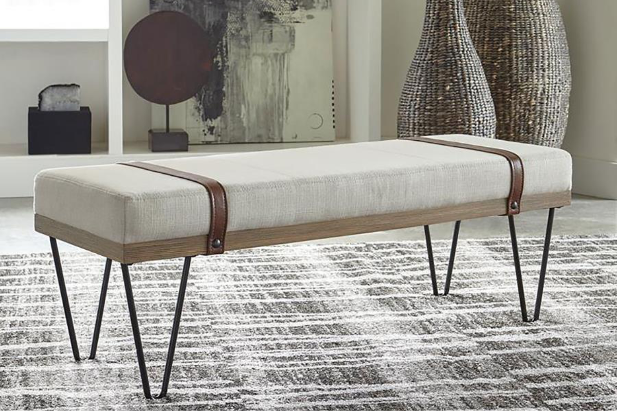 AUSTIN FABRIC UPHOLSTERED ACCENT BENCH BEIGE