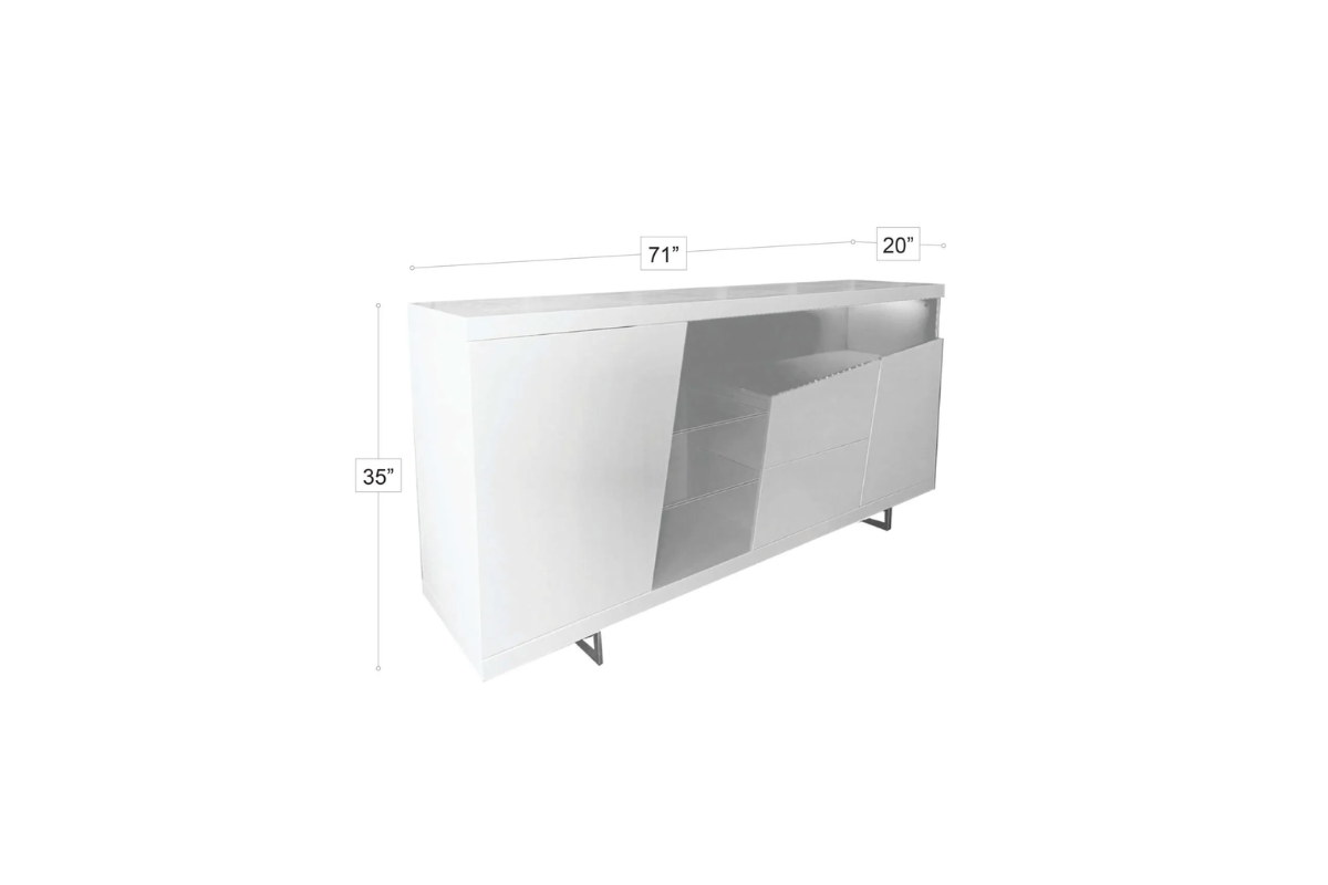 Adalyn Buffet LED All White Lacquer Paint