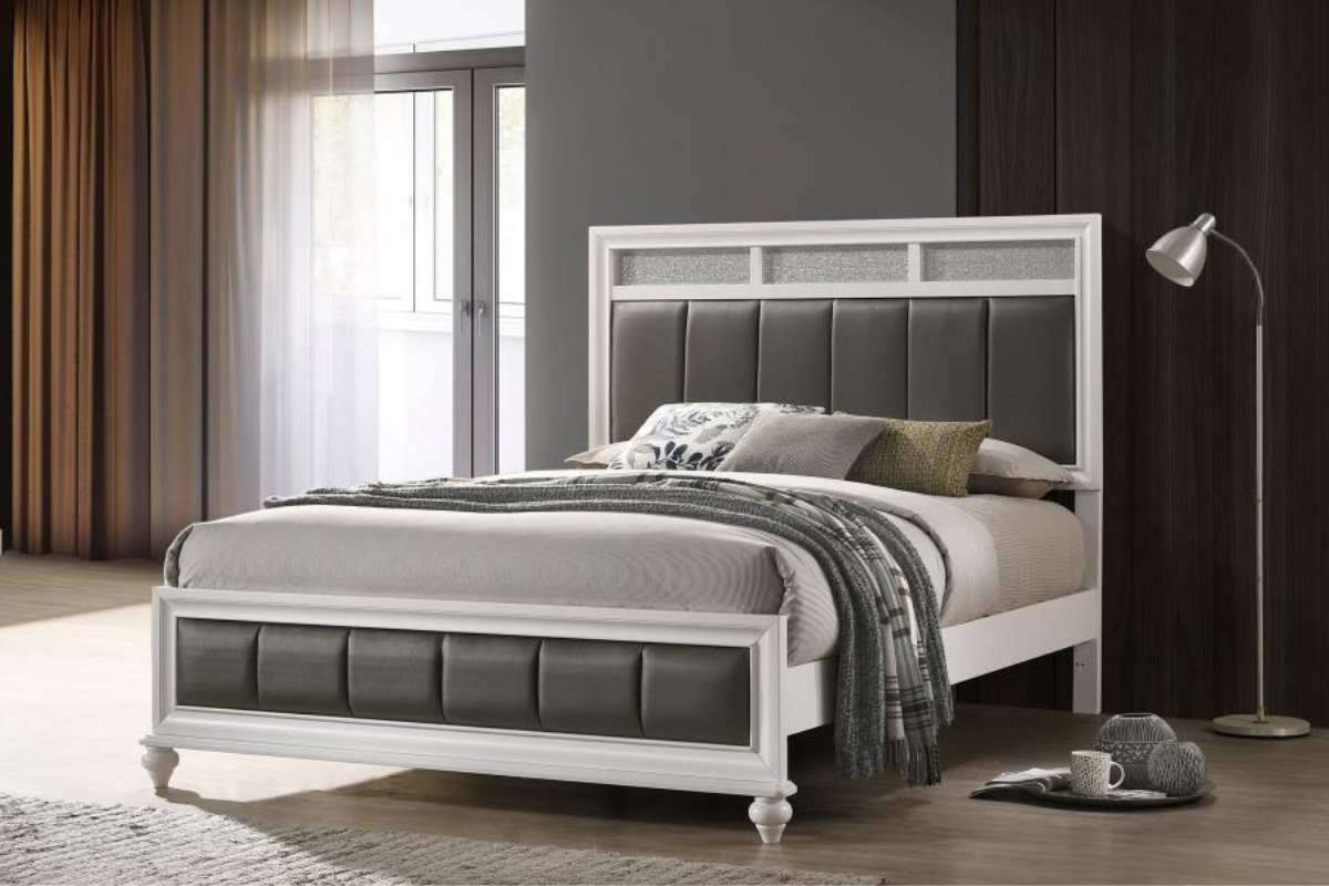 BARZINI WOOD QUEEN PANEL BED WHITE
