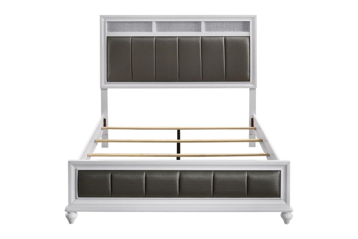BARZINI WOOD QUEEN PANEL BED WHITE