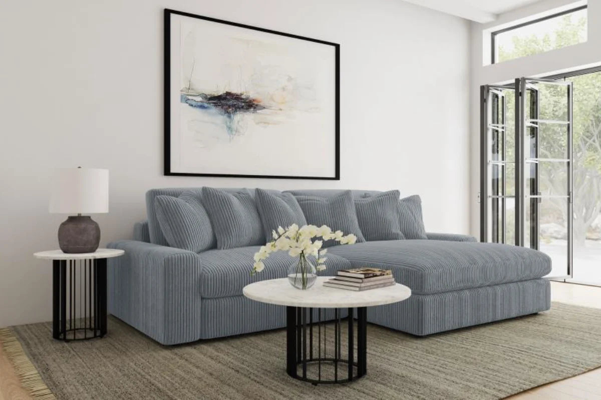 BLAINE UPHOLSTERED REVERSIBLE CHAISE SECTIONAL SOFA FOG