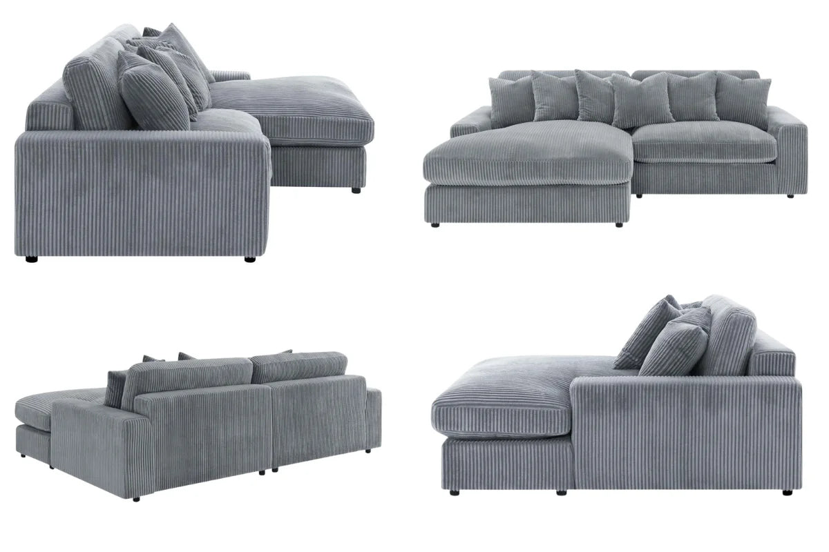 BLAINE UPHOLSTERED REVERSIBLE CHAISE SECTIONAL SOFA FOG