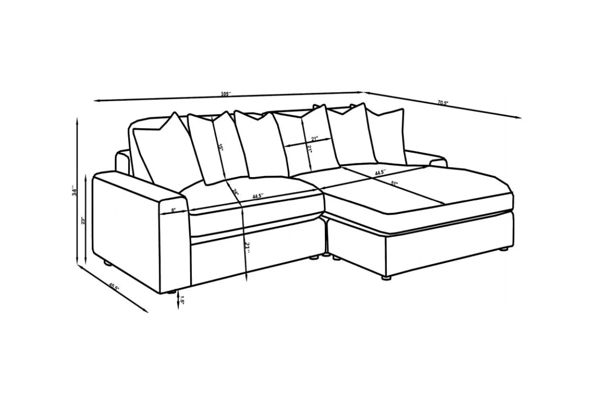 BLAINE UPHOLSTERED REVERSIBLE CHAISE SECTIONAL SOFA SAND