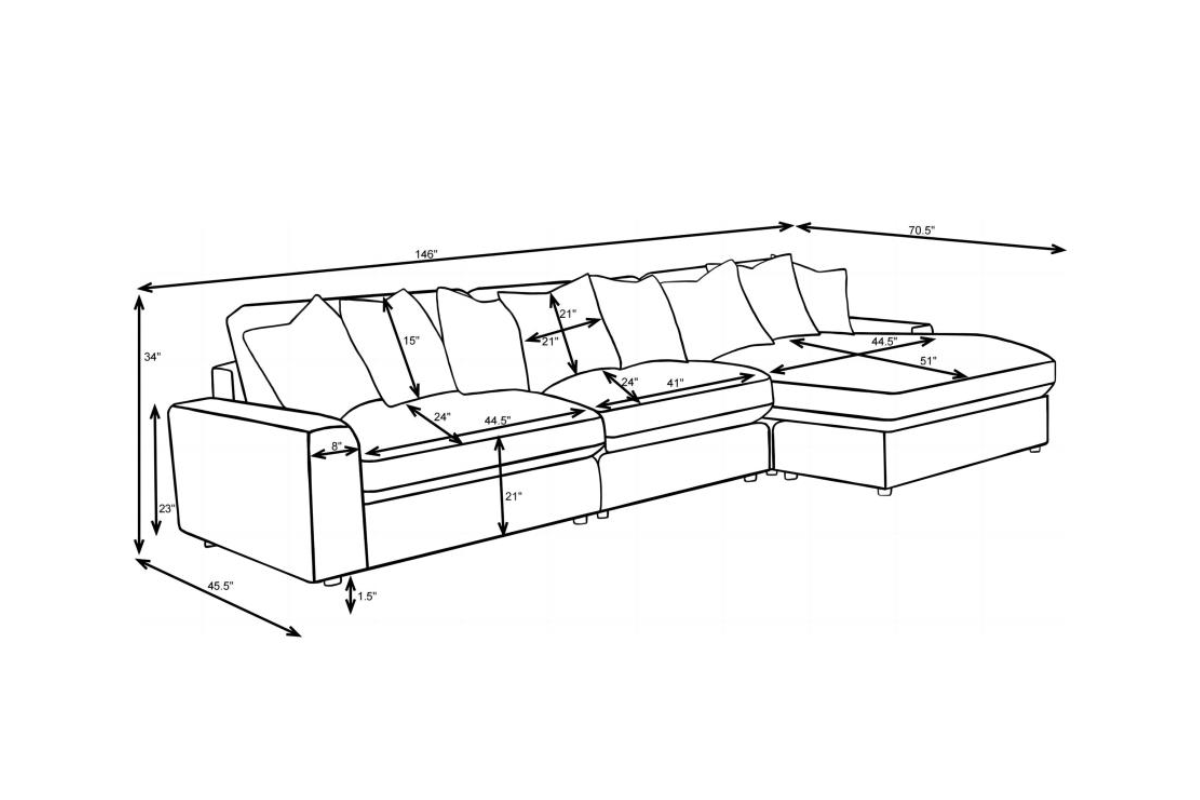 Blaine Upholstered Reversible Chaise Sectional Sofa Sand
