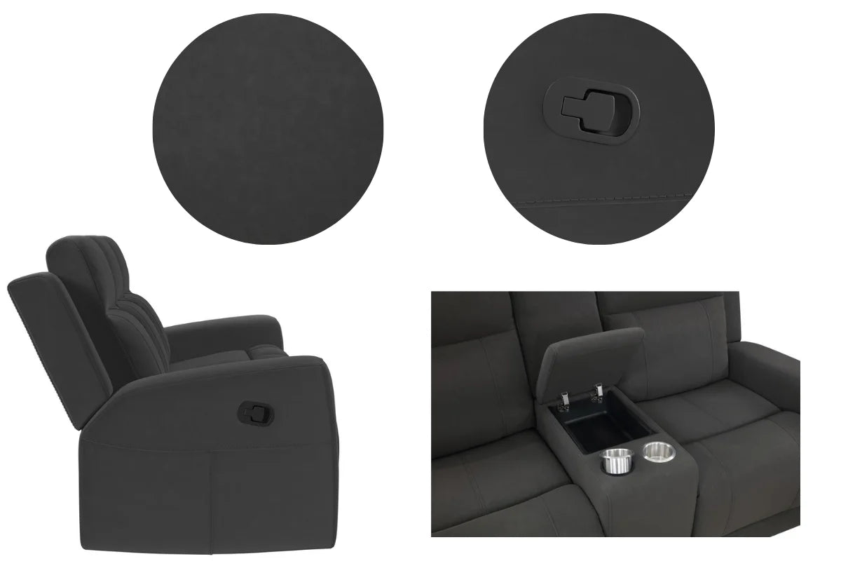 Brentwood  Upholstered Reclining Sofa Set Charcoal
