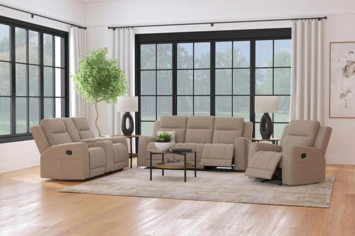 Brentwood Upholstered Reclining Sofa Set Taupe