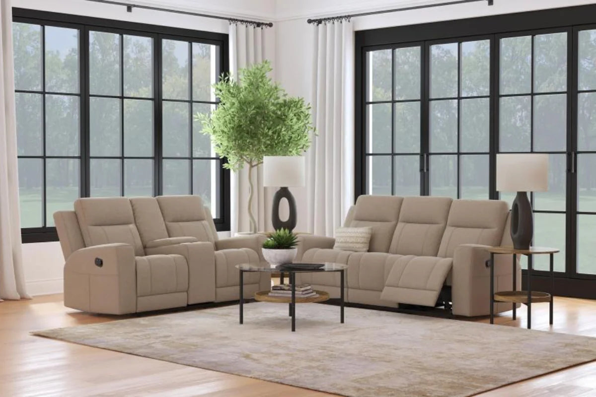 Brentwood Upholstered Reclining Sofa Set Taupe