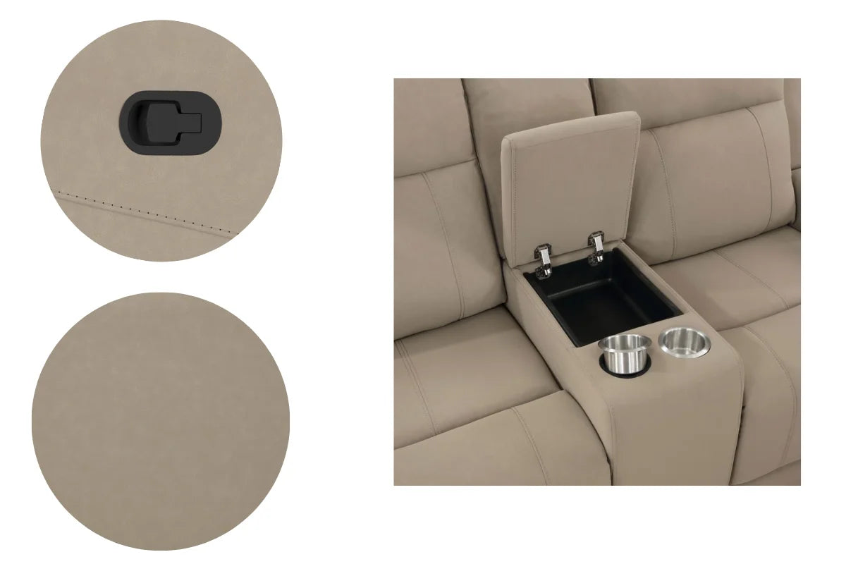 Brentwood Upholstered Reclining Sofa Set Taupe