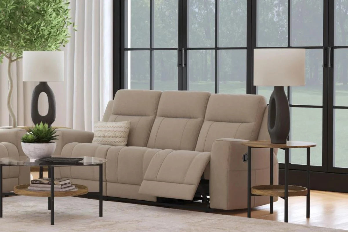 Brentwood Upholstered Reclining Sofa Set Taupe