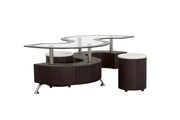 BUCKLEY 3-PIECE COFFEE TABLE AND STOOLS SET CAPPUCCINO