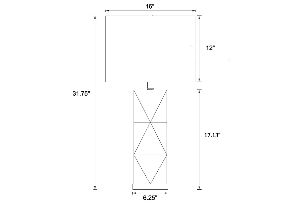 CAMIE 32-INCH RECTANGULAR SHADE GEOMETRIC TABLE LAMP WHITE