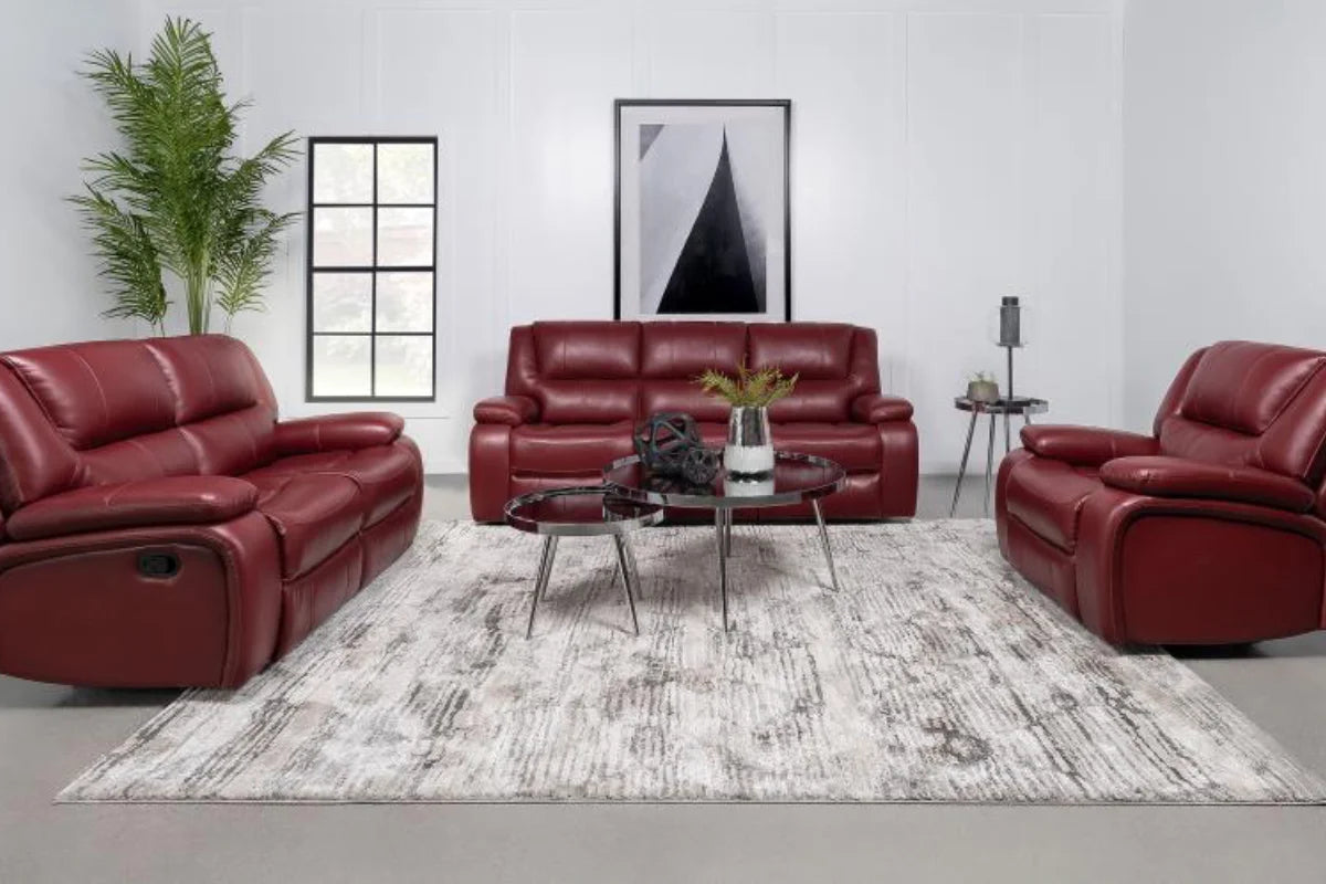 CAMILA  UPHOLSTERED RECLINING SOFA SET RED