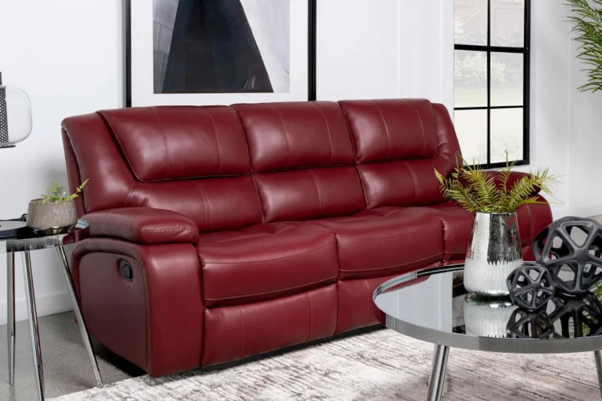 CAMILA  UPHOLSTERED RECLINING SOFA SET RED