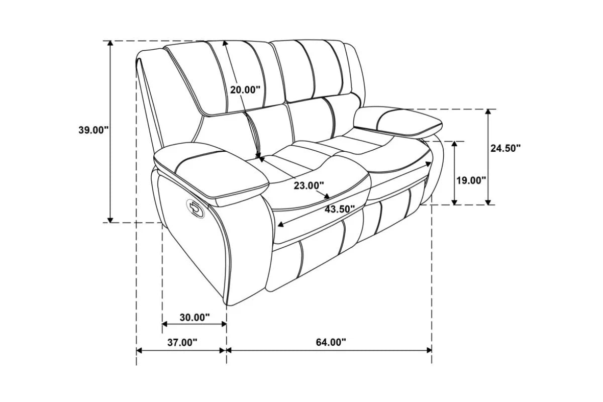 CAMILA  UPHOLSTERED RECLINING SOFA SET RED
