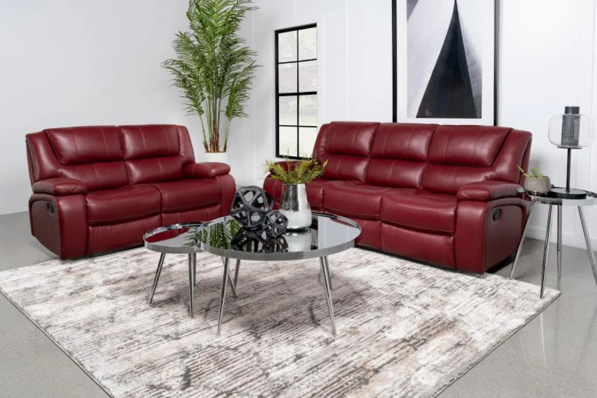 CAMILA  UPHOLSTERED RECLINING SOFA SET RED