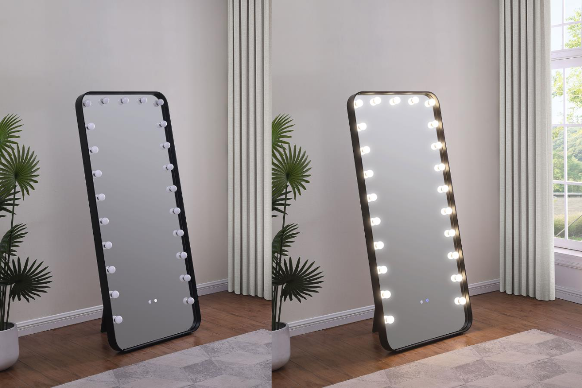 CANTON 32 X 71 INCH LED STANDING MIRROR WITH SPEAKERS BLACK