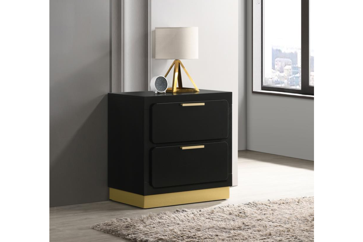 CARAWAY 2-DRAWER NIGHTSTAND BLACK