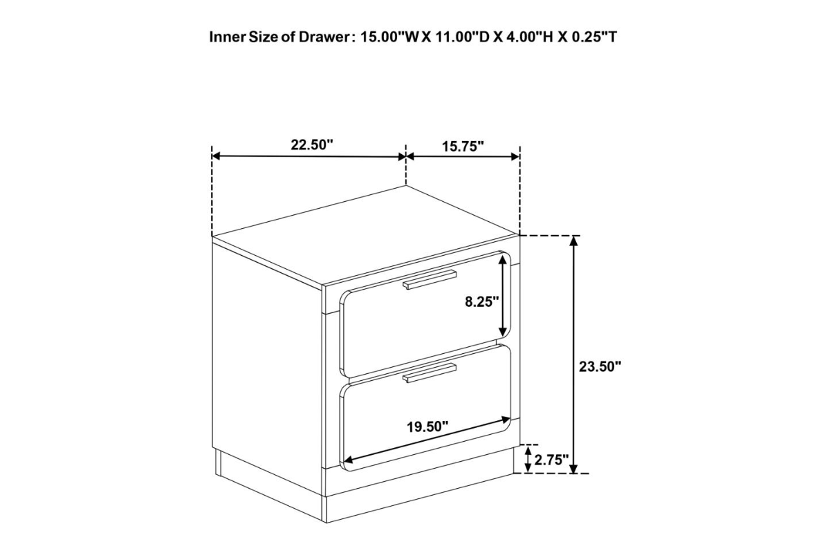 CARAWAY 2-DRAWER NIGHTSTAND BLACK