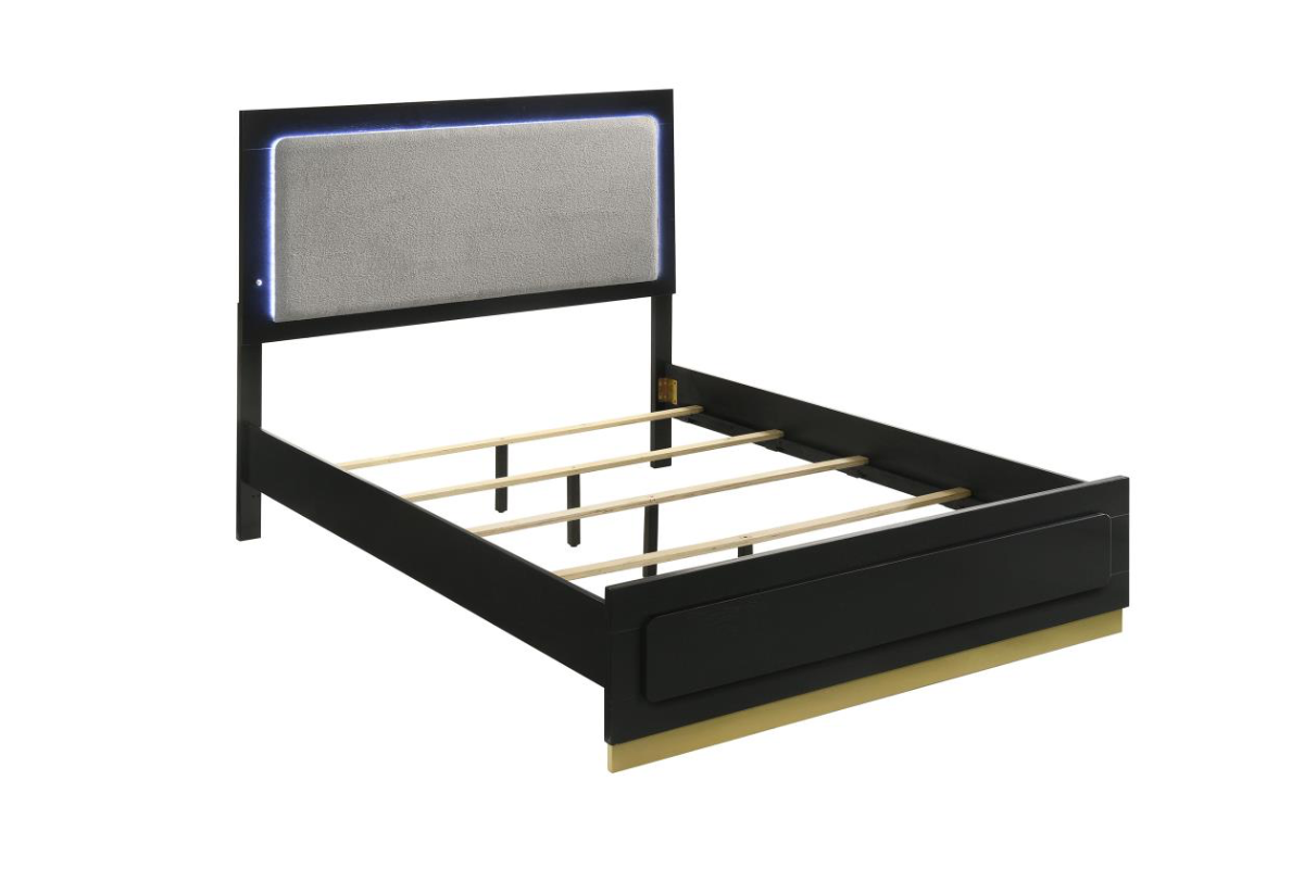 CARAWAY WOOD LED PANEL BED BLACK
