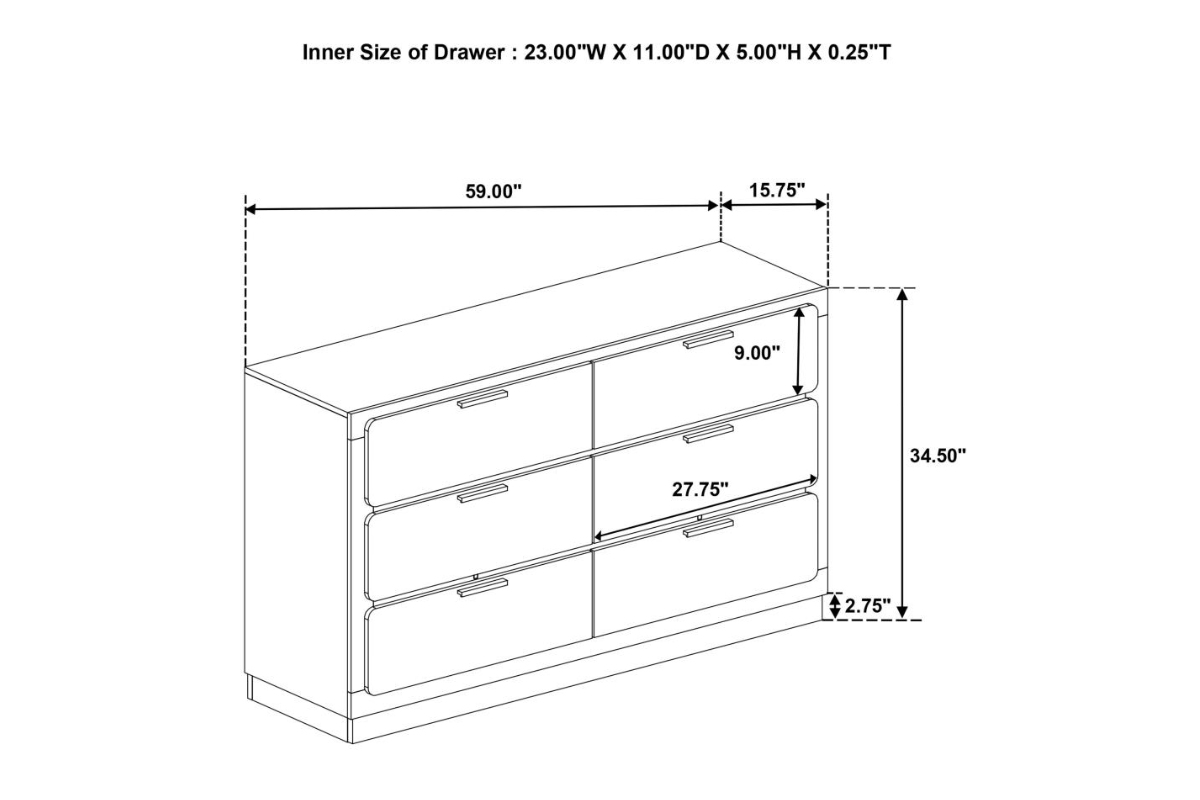 CARAWAY 6-DRAWER DRESSER BLACK