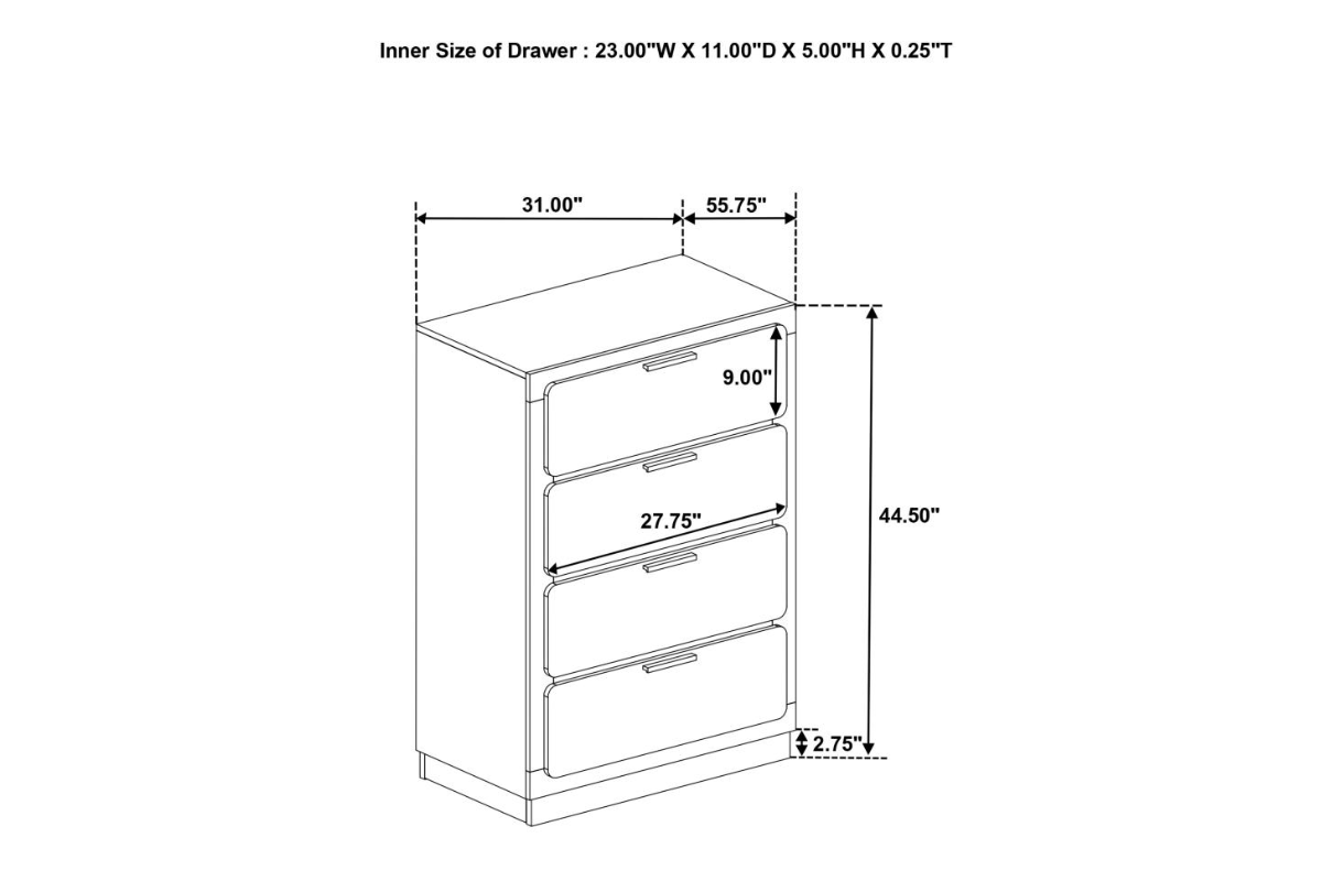 CARAWAY 4-DRAWER BEDROOM CHEST BLACK