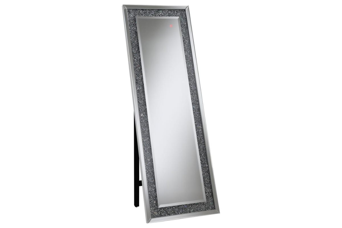 CARISI 22 X 61 INCH FAUX CRYSTAL LED STANDING MIRROR SILVER