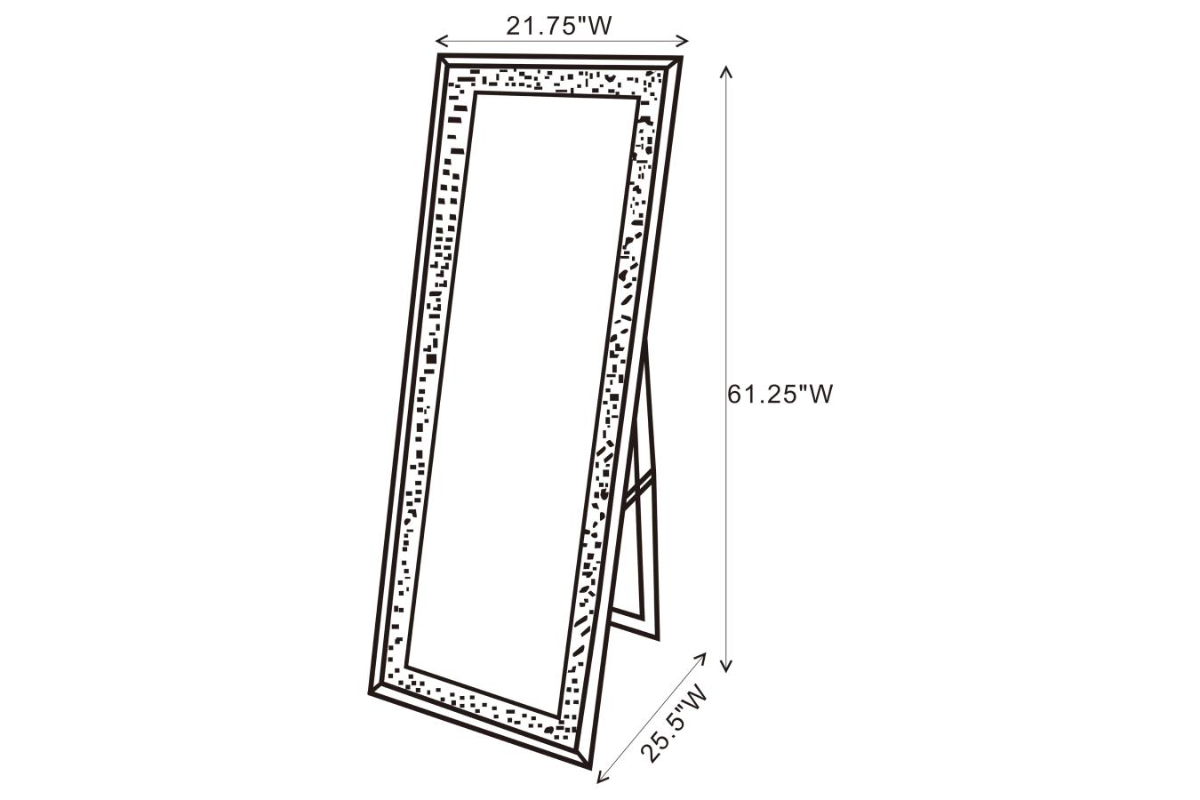 CARISI 22 X 61 INCH FAUX CRYSTAL LED STANDING MIRROR SILVER