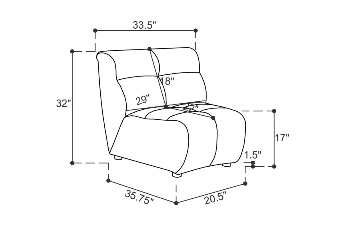 CHARLOTTE  UPHOLSTERED MODULAR SECTIONAL SOFA IVORY