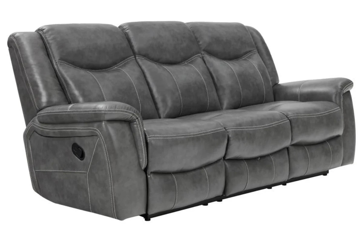 CONRAD  UPHOLSTERED PADDED ARM MOTION SOFA SET GREY