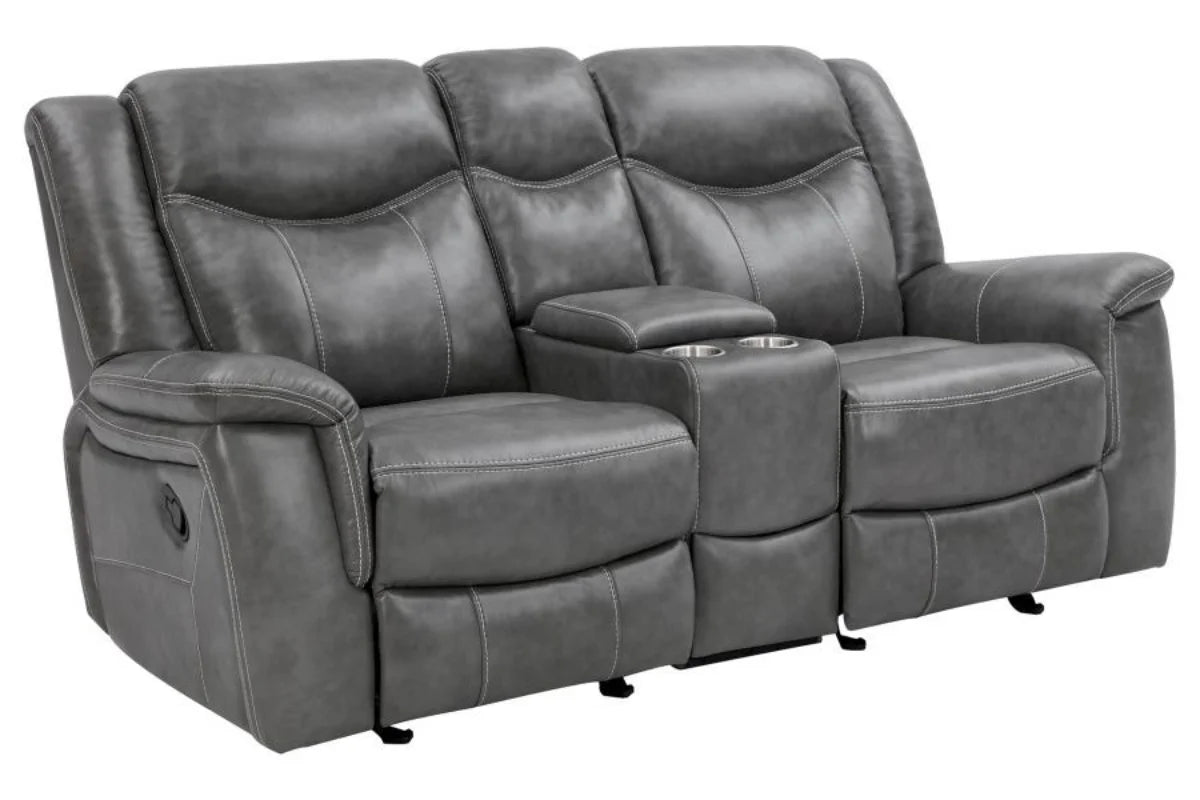 CONRAD  UPHOLSTERED PADDED ARM MOTION SOFA SET GREY